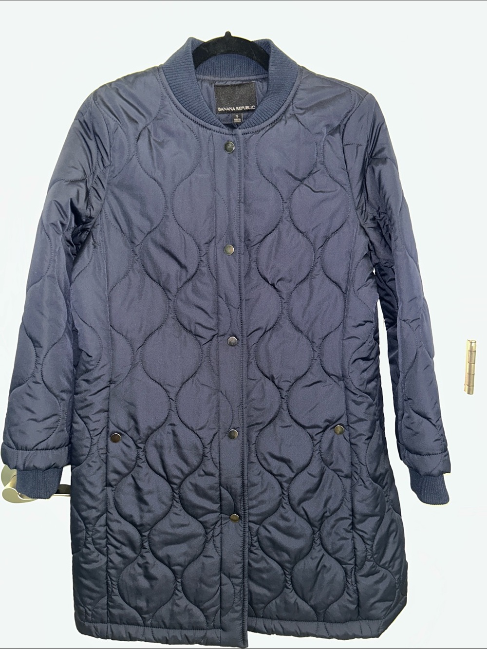 Banana Republic Quilted Navy Long Puffer Jacket